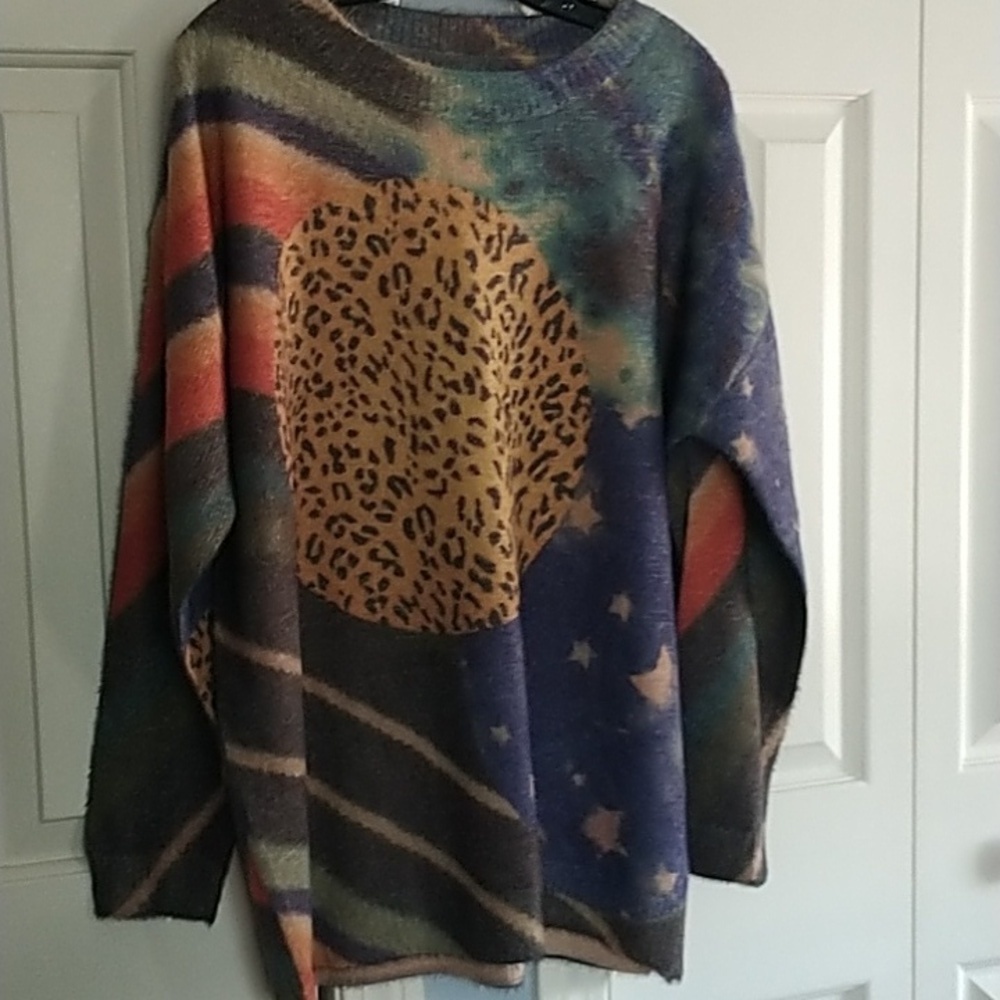 YESNO Oversized Wool Blend Multi Design Sweater Xl